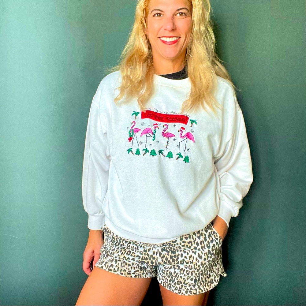 Vintage Christmas Flamingo Sweatshirt
